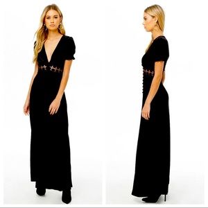 Forever 21 Witchy Velvet Crochet button front dress